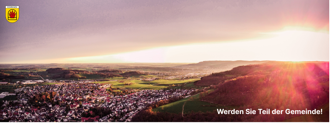 Panoramabild mit Sonnenuntergang bei Essingen